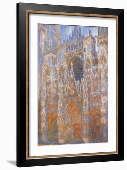 Rouen Cathedral, Full Sunlight Harmony in Blue-Claude Monet-Framed Art Print