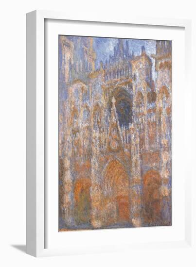 Rouen Cathedral, Full Sunlight Harmony in Blue-Claude Monet-Framed Art Print