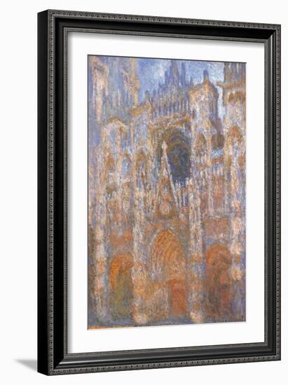 Rouen Cathedral, Full Sunlight Harmony in Blue-Claude Monet-Framed Art Print