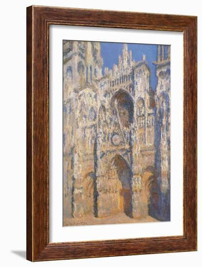 Rouen Cathedral, Morning Sun, Harmony in Blue-Claude Monet-Framed Art Print