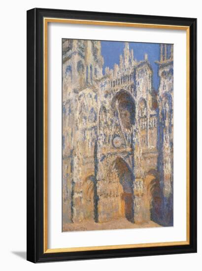 Rouen Cathedral, Morning Sun, Harmony in Blue-Claude Monet-Framed Art Print