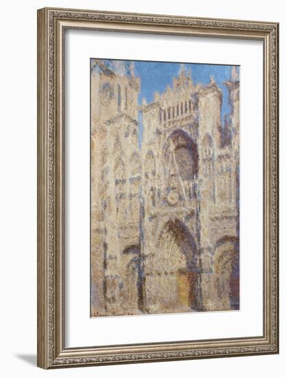 Rouen Cathedral. The portal and the Tour Saint-Romain, Full Sun, 1893-Claude Monet-Framed Premium Giclee Print