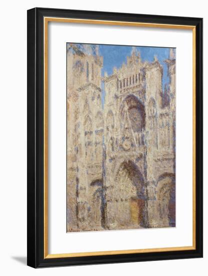 Rouen Cathedral. The portal and the Tour Saint-Romain, Full Sun, 1893-Claude Monet-Framed Premium Giclee Print