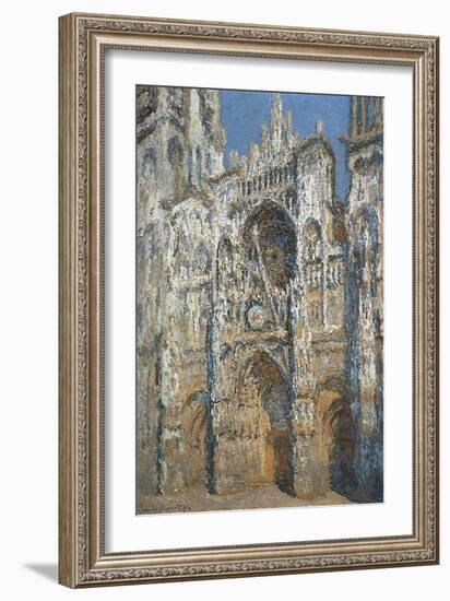 Rouen Cathedral, the Portal and the Tower of Saint-Romain, Morning Effect, Harmony in White-Claude Monet-Framed Art Print