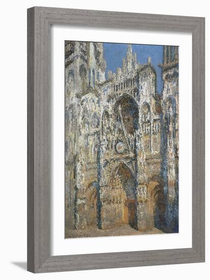 Rouen Cathedral, the Portal and the Tower of Saint-Romain, Morning Effect, Harmony in White-Claude Monet-Framed Art Print