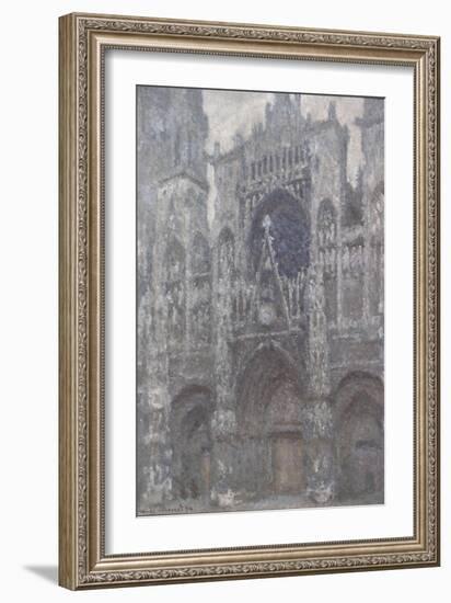 Rouen Cathedral. the Portal, Grey Weather, 1892-Claude Monet-Framed Giclee Print