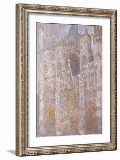 Rouen Cathedral, the Portal, Harmony Blue Morning Sun-Claude Monet-Framed Giclee Print