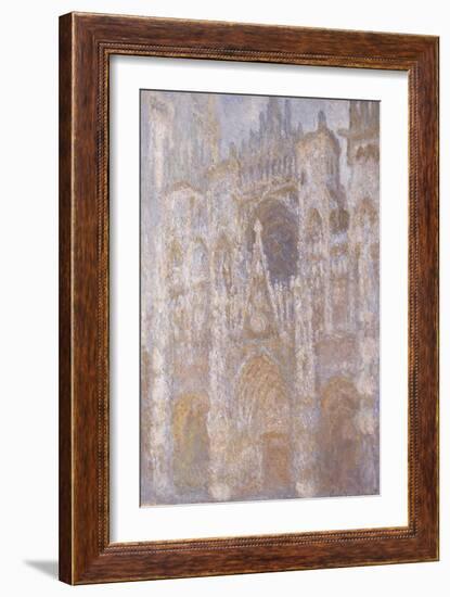 Rouen Cathedral, the Portal, Harmony Blue Morning Sun-Claude Monet-Framed Giclee Print