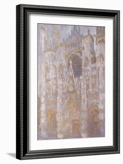 Rouen Cathedral, the Portal, Harmony Blue Morning Sun-Claude Monet-Framed Giclee Print