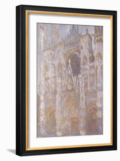 Rouen Cathedral, the Portal, Harmony Blue Morning Sun-Claude Monet-Framed Giclee Print