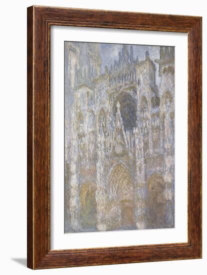 Rouen Cathedral, the Portal, Harmony Blue Morning Sun-Claude Monet-Framed Giclee Print