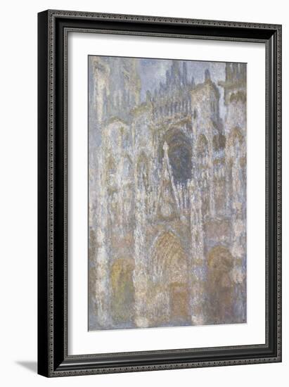 Rouen Cathedral, the Portal, Harmony Blue Morning Sun-Claude Monet-Framed Giclee Print