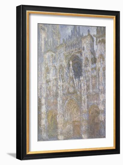 Rouen Cathedral, the Portal, Harmony Blue Morning Sun-Claude Monet-Framed Giclee Print