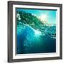 Rough Colored Ocean Wave Breaking down at Sunset Time-Willyam Bradberry-Framed Photographic Print