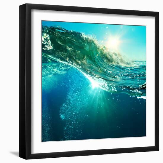 Rough Colored Ocean Wave Breaking down at Sunset Time-Willyam Bradberry-Framed Photographic Print