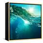 Rough Colored Ocean Wave Breaking down at Sunset Time-Willyam Bradberry-Framed Stretched Canvas