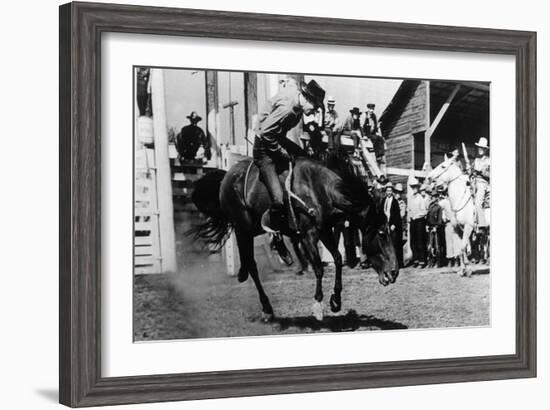 Rough Going at the Ellensburg Rodeo - Ellensburg, WA-Lantern Press-Framed Art Print