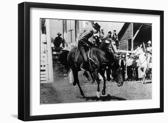 Rough Going at the Ellensburg Rodeo - Ellensburg, WA-Lantern Press-Framed Art Print