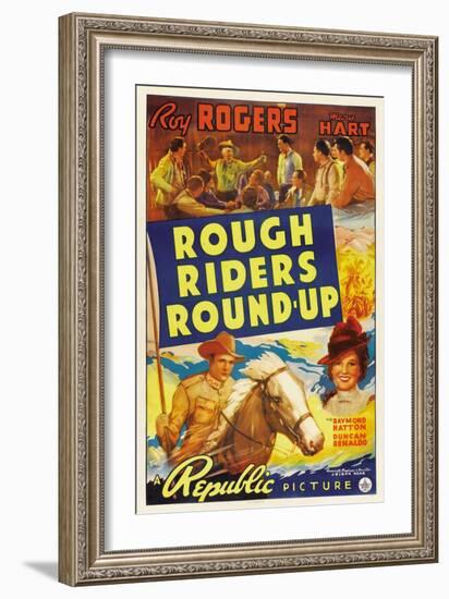 ROUGH RIDERS ROUND-UP, Roy Rogers, Trigger, Lynne Roberts [aka Mary Hart], 1939-null-Framed Art Print