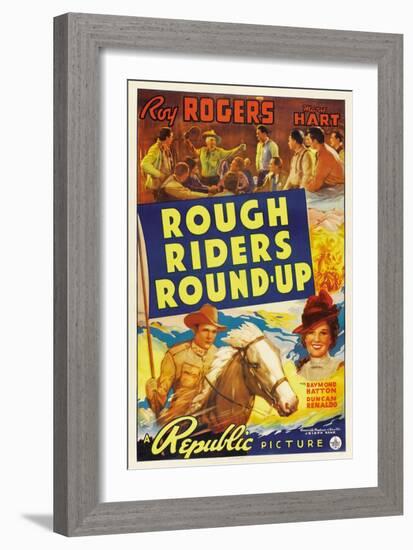 ROUGH RIDERS ROUND-UP, Roy Rogers, Trigger, Lynne Roberts [aka Mary Hart], 1939-null-Framed Art Print