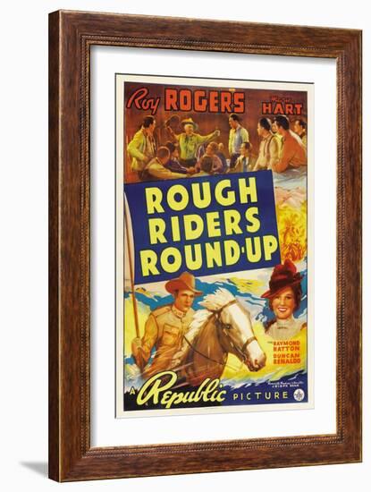 ROUGH RIDERS ROUND-UP, Roy Rogers, Trigger, Lynne Roberts [aka Mary Hart], 1939-null-Framed Art Print