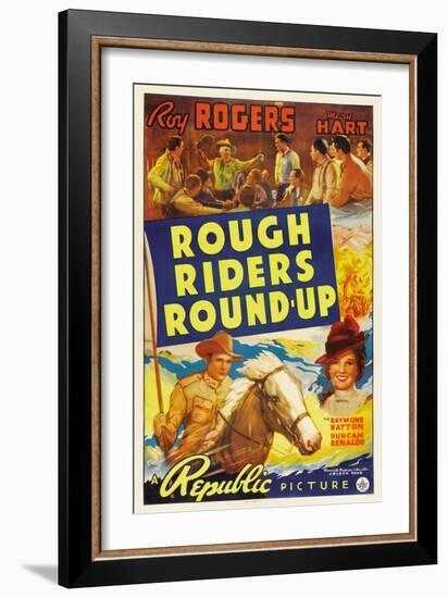 ROUGH RIDERS ROUND-UP, Roy Rogers, Trigger, Lynne Roberts [aka Mary Hart], 1939-null-Framed Art Print