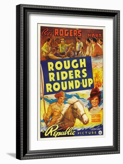 ROUGH RIDERS ROUND-UP, Roy Rogers, Trigger, Lynne Roberts [aka Mary Hart], 1939-null-Framed Art Print