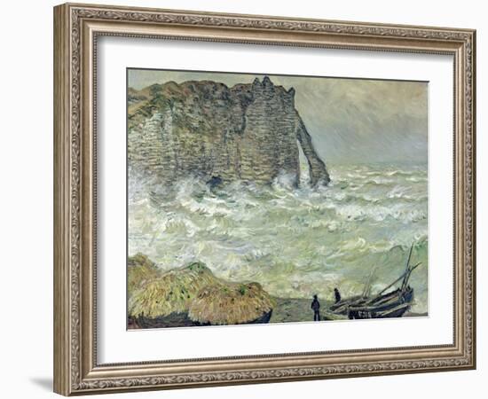 Rough Sea at Etretat, 1883-Claude Monet-Framed Giclee Print