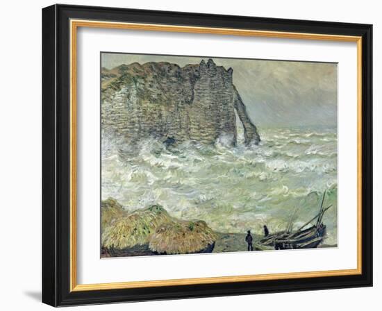 Rough Sea at Etretat, 1883-Claude Monet-Framed Giclee Print