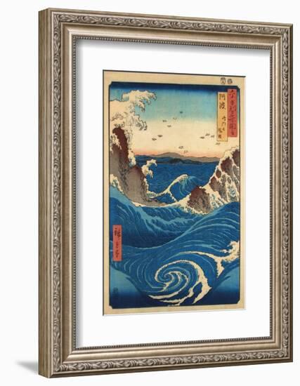 Rough Sea at Naruto in Awa Province-Ando Hiroshige-Framed Giclee Print