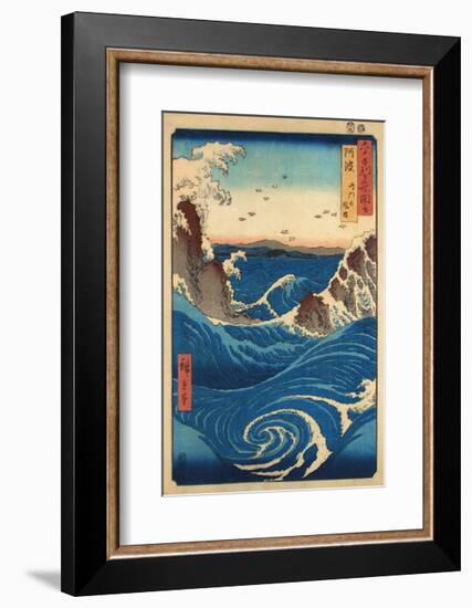 Rough Sea at Naruto in Awa Province-Ando Hiroshige-Framed Giclee Print