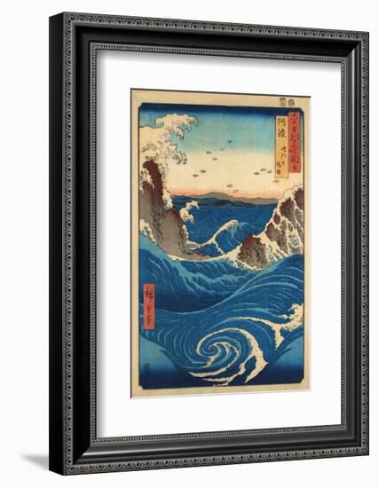 Rough Sea at Naruto in Awa Province-Ando Hiroshige-Framed Giclee Print