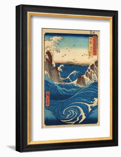Rough Sea at Naruto in Awa Province-Ando Hiroshige-Framed Giclee Print