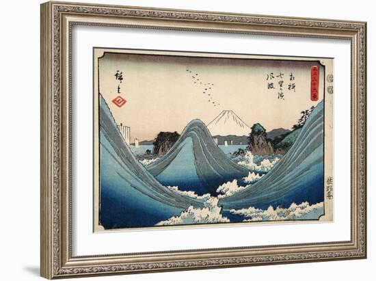 Rough Seas at Shichiri Beach, Sagami Province from Series Thirty Six Views of Mount Fuji, c.1851-2-Ando or Utagawa Hiroshige-Framed Giclee Print