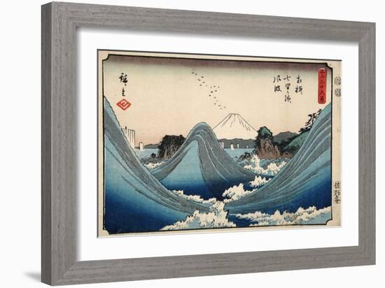 Rough Seas at Shichiri Beach, Sagami Province from Series Thirty Six Views of Mount Fuji, c.1851-2-Ando or Utagawa Hiroshige-Framed Giclee Print