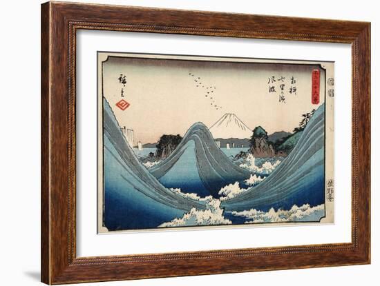 Rough Seas at Shichiri Beach, Sagami Province from Series Thirty Six Views of Mount Fuji, c.1851-2-Ando or Utagawa Hiroshige-Framed Giclee Print