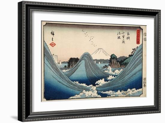 Rough Seas at Shichiri Beach, Sagami Province from Series Thirty Six Views of Mount Fuji, c.1851-2-Ando or Utagawa Hiroshige-Framed Giclee Print