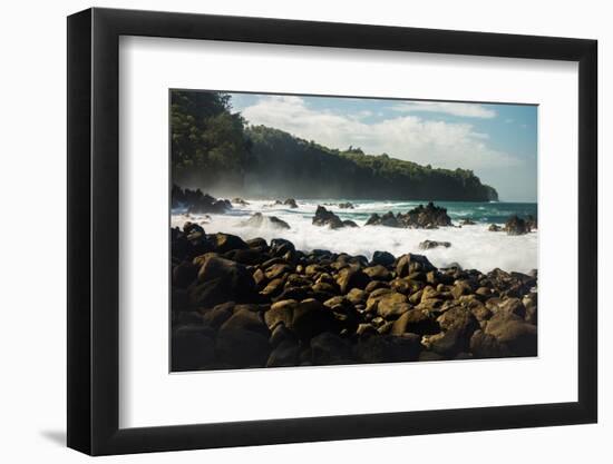 Rough seas off the coast of Laupahoehoe, Big Island, Hawaii-Mark A Johnson-Framed Photographic Print