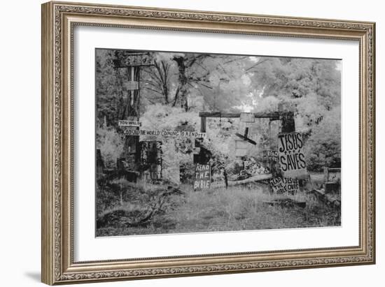 Rough Wooden Crosses and Peeling Signs Bearing Bible Scripture-Carol Highsmith-Framed Photo