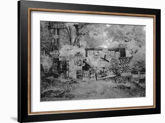 Rough Wooden Crosses and Peeling Signs Bearing Bible Scripture-Carol Highsmith-Framed Photo