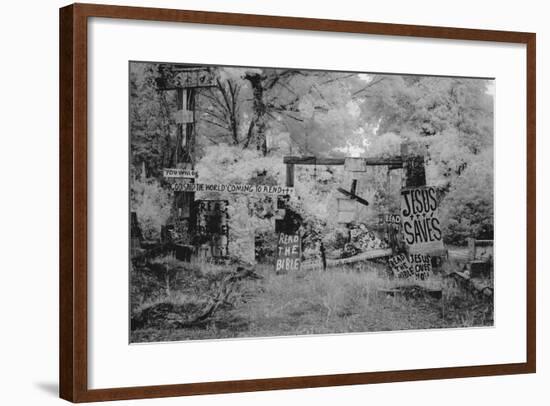 Rough Wooden Crosses and Peeling Signs Bearing Bible Scripture-Carol Highsmith-Framed Photo