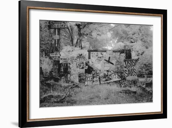 Rough Wooden Crosses and Peeling Signs Bearing Bible Scripture-Carol Highsmith-Framed Photo