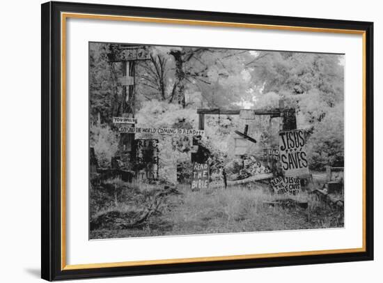 Rough Wooden Crosses and Peeling Signs Bearing Bible Scripture-Carol Highsmith-Framed Photo