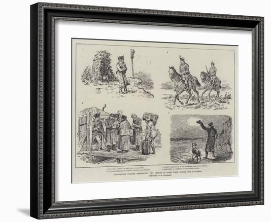 Roumanian Guards Preventing the Import of Arms from Russia for Bulgaria-Johann Nepomuk Schonberg-Framed Giclee Print