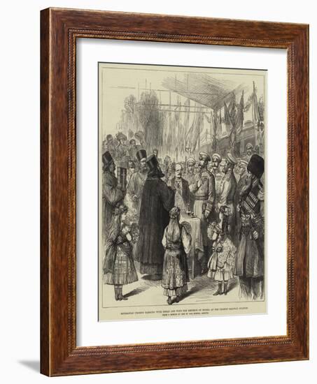 Roumanian Priests Blessing with Bread and Wine the Emperor of Russia at the Ploesti Railway Station-null-Framed Giclee Print