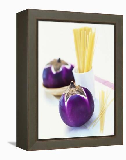 Round Aubergines and Spaghetti-Peter Medilek-Framed Premier Image Canvas