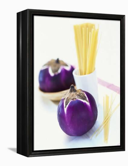 Round Aubergines and Spaghetti-Peter Medilek-Framed Premier Image Canvas