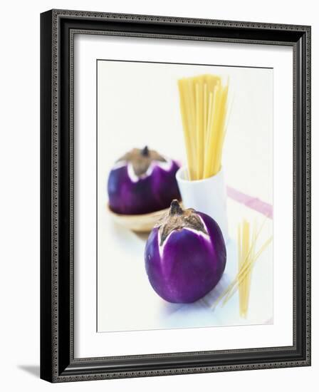 Round Aubergines and Spaghetti-Peter Medilek-Framed Photographic Print