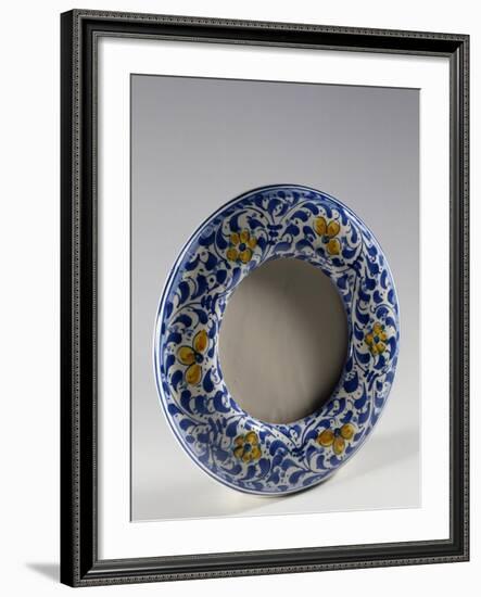 Round Photo Frame with Yellow and Blue Floral Decoration-null-Framed Giclee Print