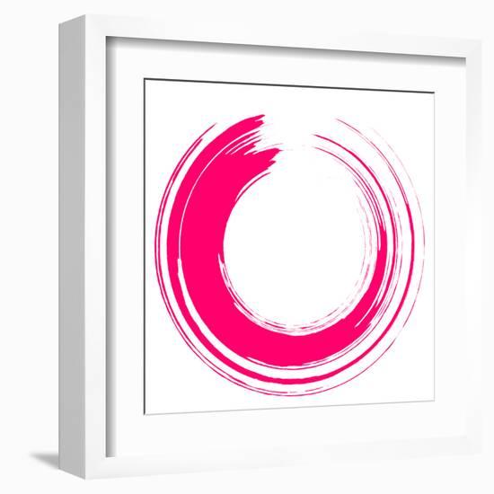 Round Pink Brush Stroke on White Paper-oriontrail2-Framed Art Print